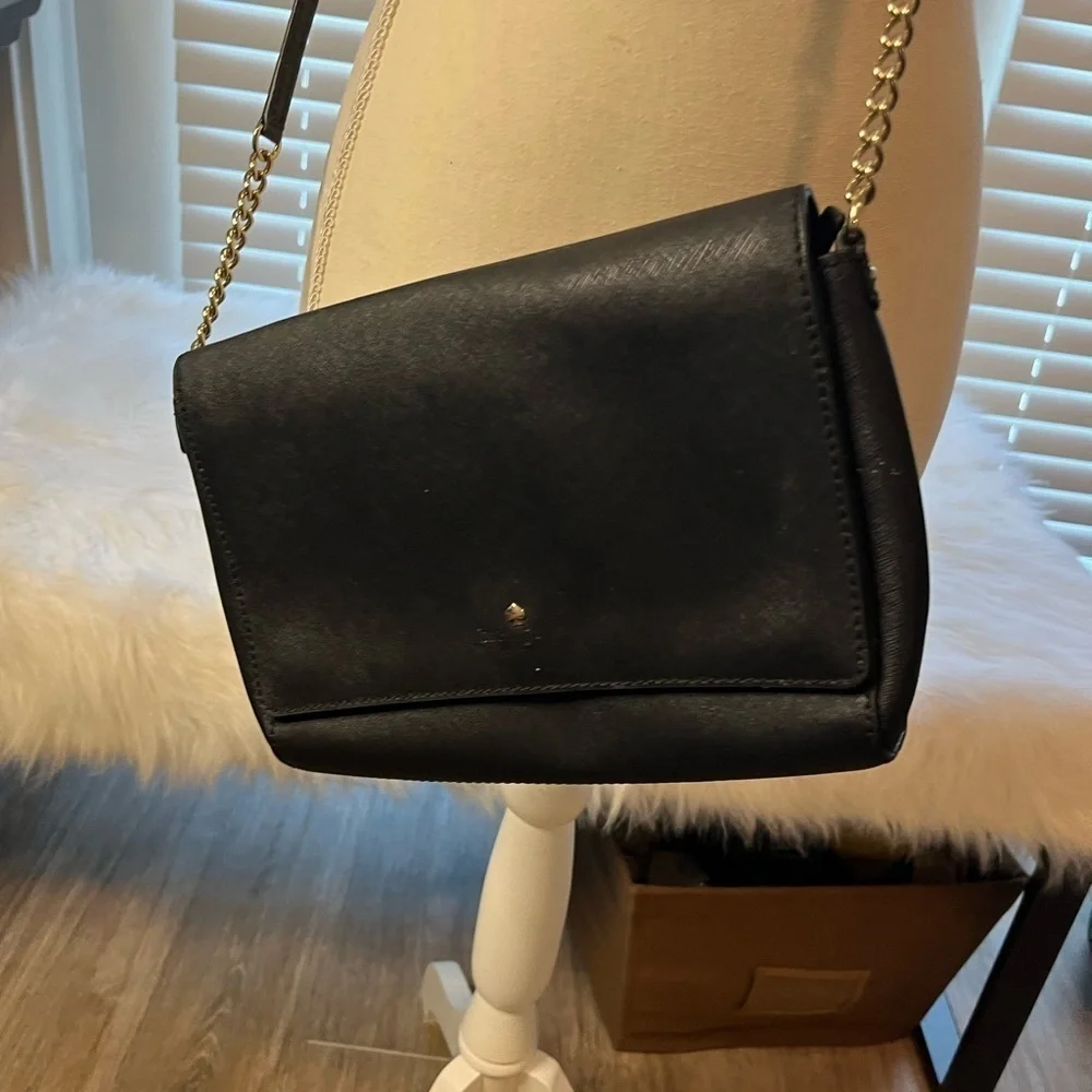 Kate Spade Genuine Saffiano Leather Crossbody Chain Strap Foldover Purse Bag